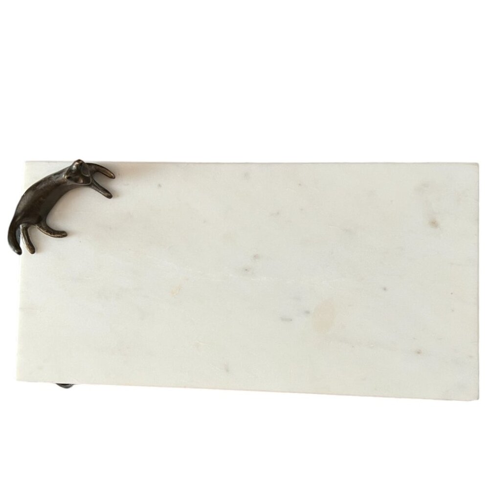 Vtg Michael Aram MARBLE Cat and Mouse Cheese Board w/ Bronze Accents Witty Piece - Picture 7 of 13